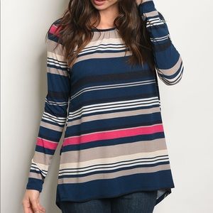 Multicolor Striped Long Sleeve Blouse